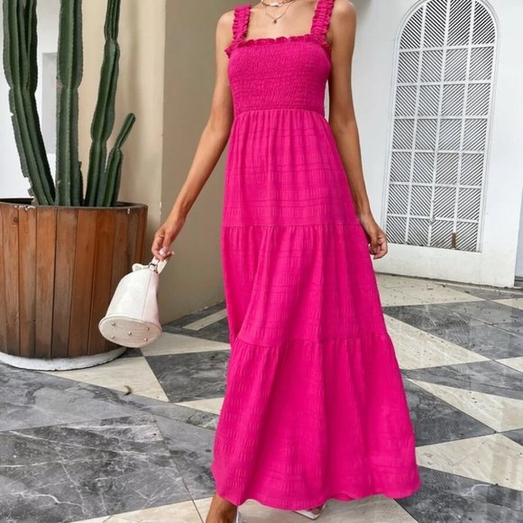 Pink Ruffle Hem Maxi Dress - Picture 6 of 6